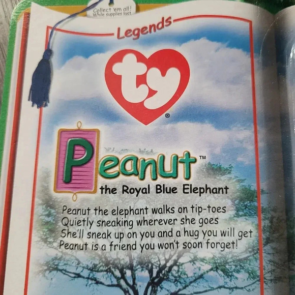 Peanut The Royal Blue Elephant Legend TY Beanie Baby Plush McDonalds Vintage NEW - Picture 2 of 8